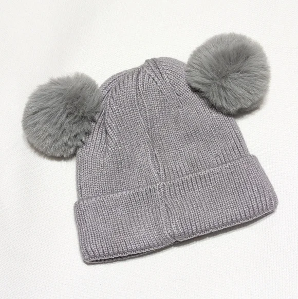 WingHouse Gray Pom-Pom Knit  Beanie for Infants - Picture 3 of 7